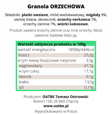 OATBE Granola ORZECHOWA 600g