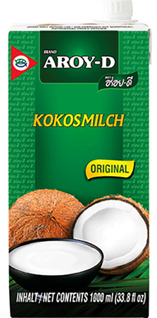 Mleko kokosowe Aroy-D 1L - bez laktozy, do curry, deserów i smoothie