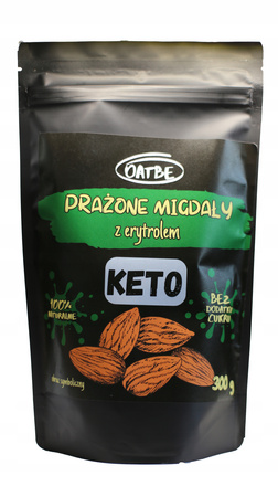 OATBE KETO Prażone migdały z erytrolem 300g | BEZ DODATKU CUKRU |