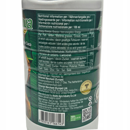 AMPAWA Mleko Kokosowe 1000ml DUŻE Mleczko 1L 90% kokosa ZAKRĘCANE