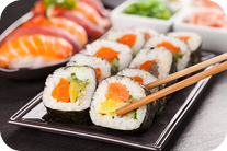 Zestaw do sushi: sos sojowy ciemny 150ml + pałeczki + młody imbir 360g + ryż 1 kg + algi nori 6 arkuszy + wasabi pasta 43g