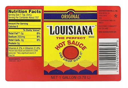 Sos Southeastern Mills Louisiana Hot Sauce 3,78l