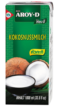Mleko kokosowe Aroy-D 1L - bez laktozy, do curry, deserów i smoothie
